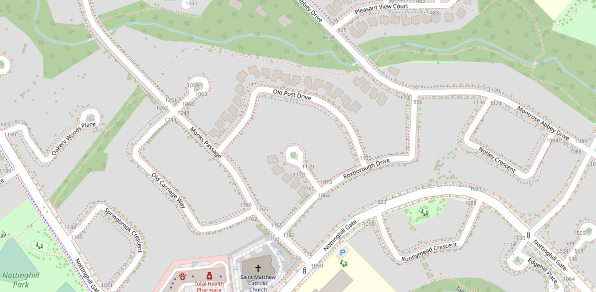 Location of the home on Old Post Drive | Openstreetmap